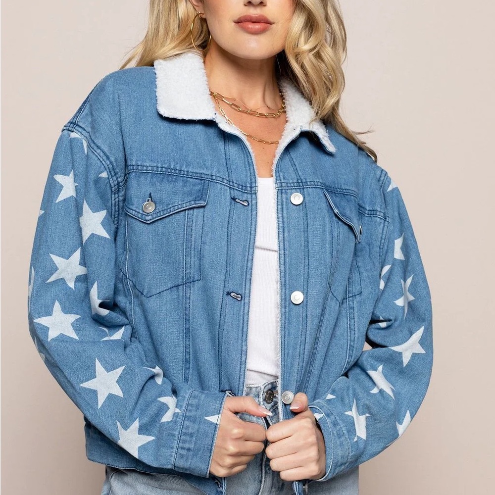 Star Sleeve Denim Jacket